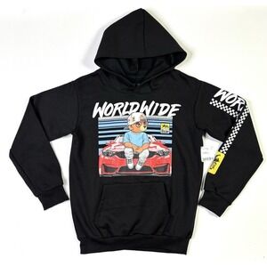 Worldwide Hustle OG Hoodie Kids Large (14/16) Black Graphic Pullover Bear Car